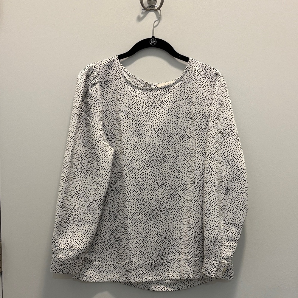 LOFT Black and White Dotted Blouse